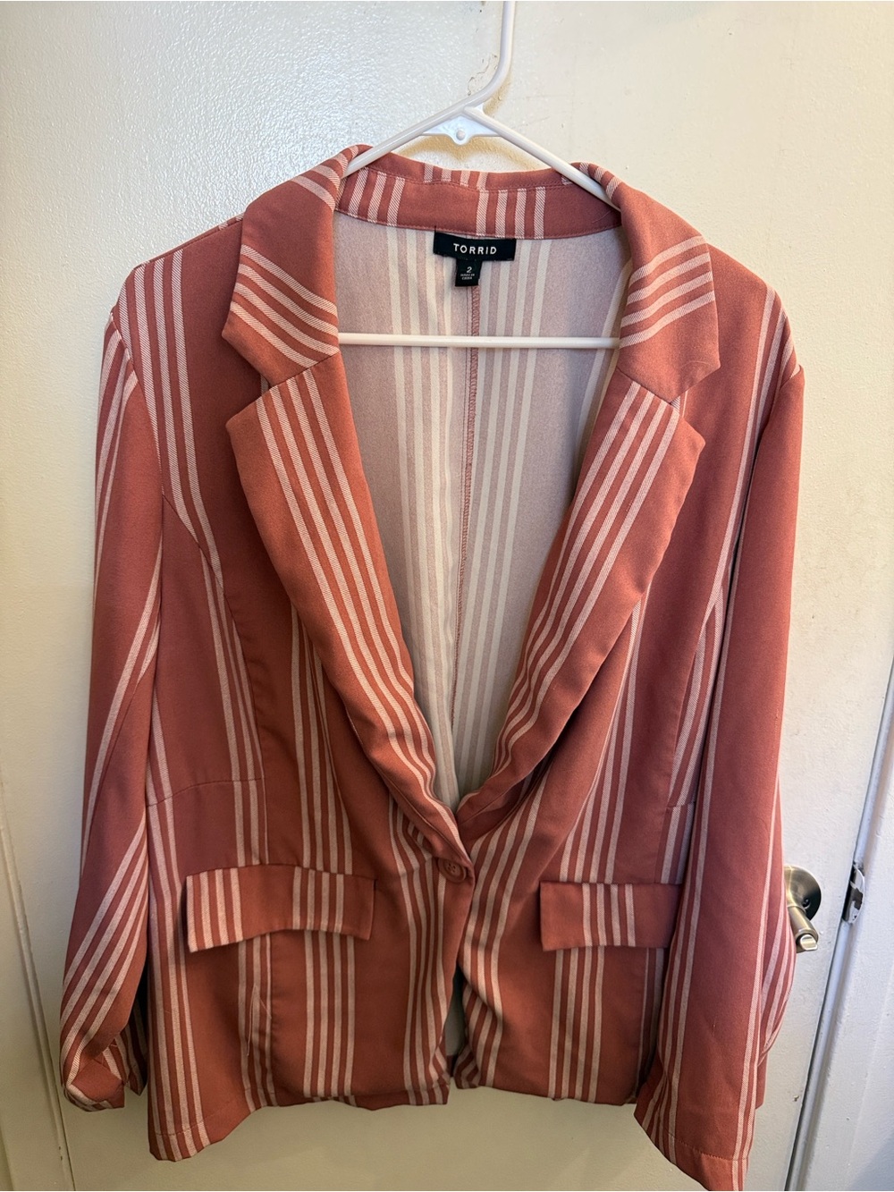 torrid Pink Rust Striped Blazer Jacket